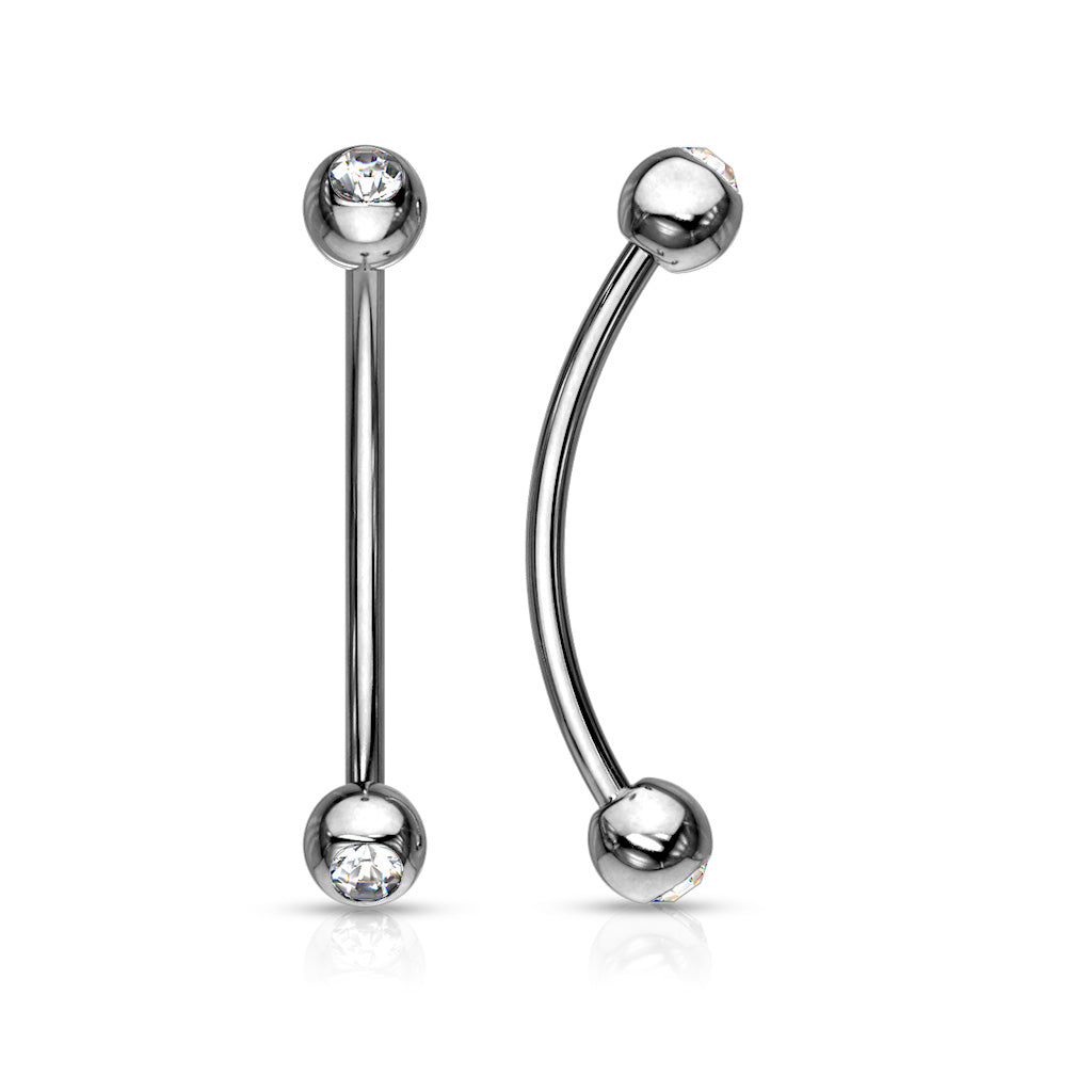 16G Surgical Steel Gemmed Ends for Snake Eye Piercings